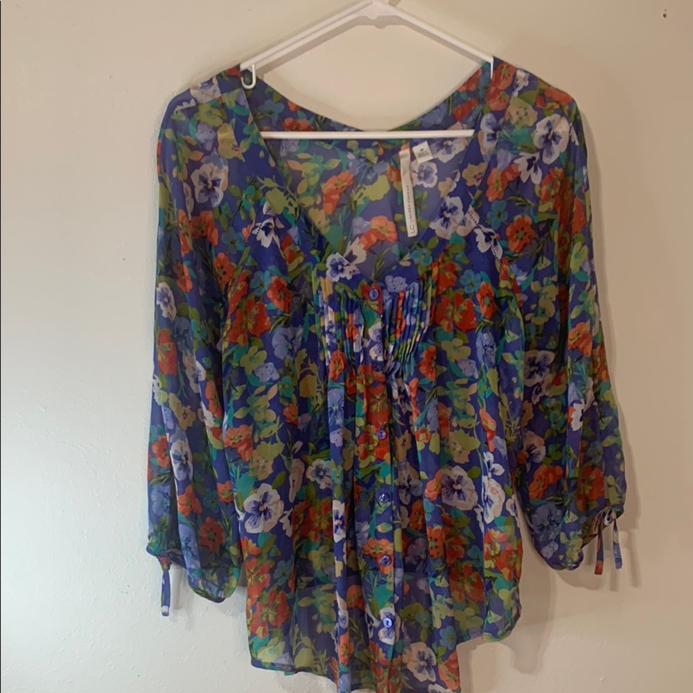 LC Lauren Conrad Multicolor Floral Blouse